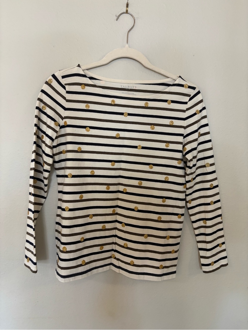 Talbots Black and Cream Floral Crewneck Sweater